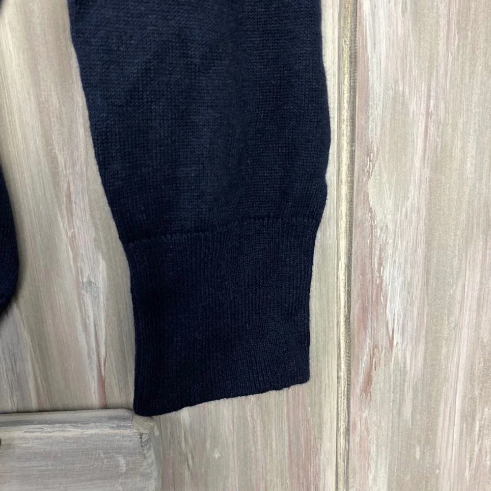 J Crew V Neck Linen Blend Long Sleeve Sweater‎ Navy Blue Men's Sz M Basic Staple